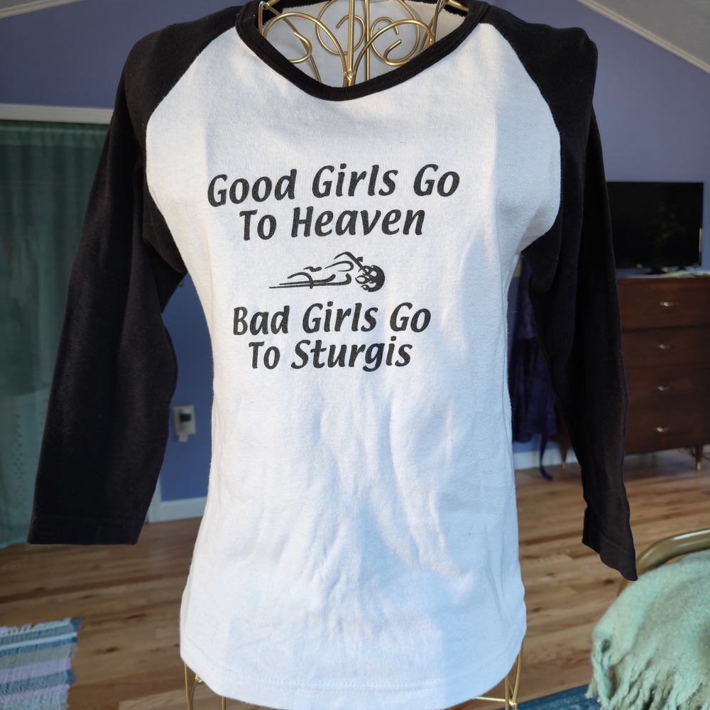 Black and White Graphic Raglan Tee